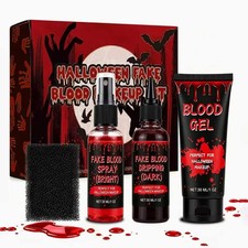 Halloween Fake Blood Makeup Kit - Includes Realistic Coagulated Blood Gel, Fa...