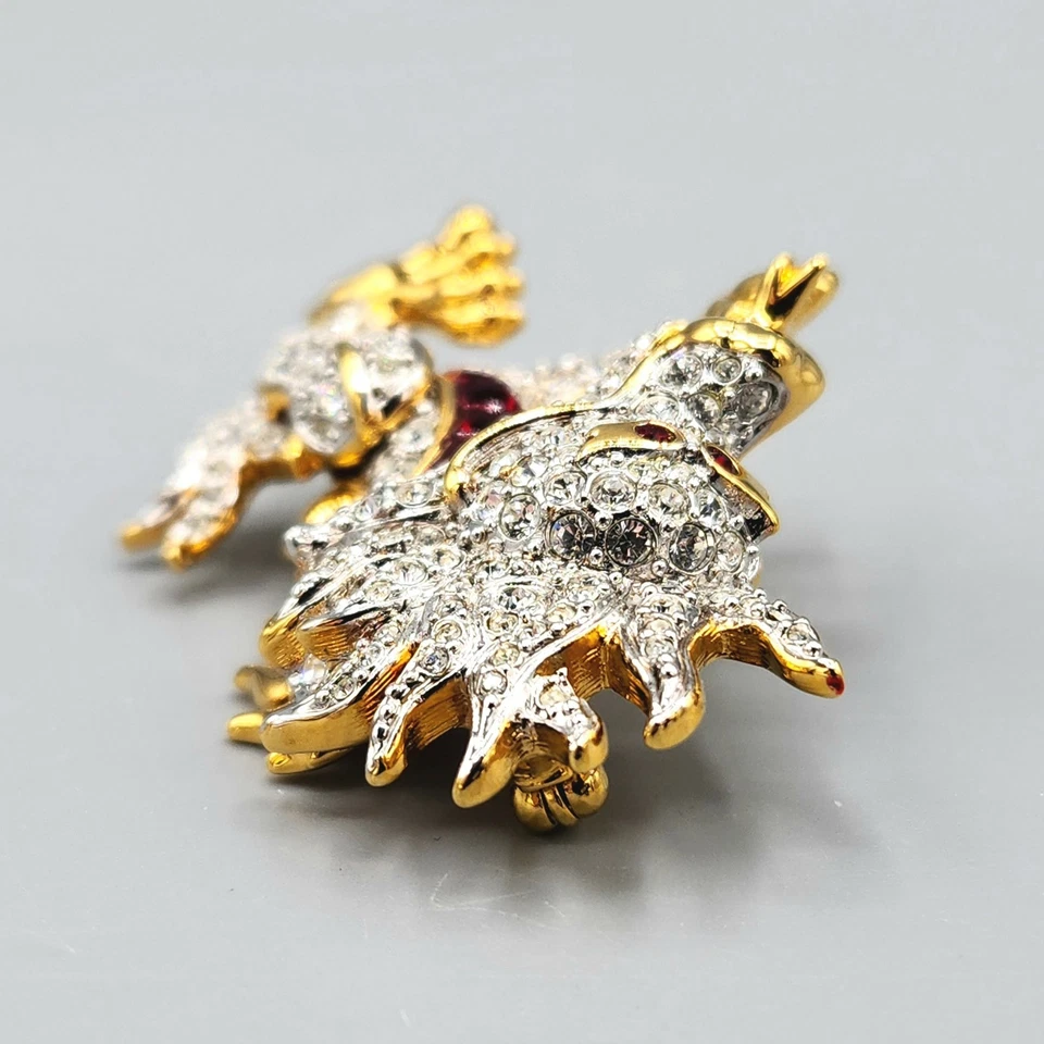 Broche Dragón Swarovski Swan 1997 Firmado Chapado en Oro Cristal Esmalte Rojo Foto 4 de 4