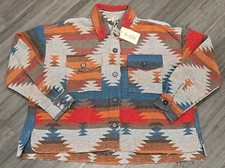 La Miel Aztec Jacket Womens S Eldora Aztec Button Shacket Raw Edge Southwestern