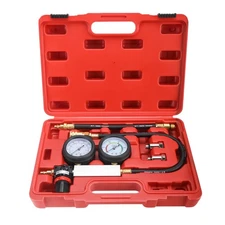 Engine Compression Diagnosis Tester Cylinder Leak Down Tester Tool w Dual Gauges