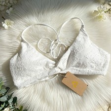 Berlook Women’s Size Large Bikini Top Jacquard Paisley White