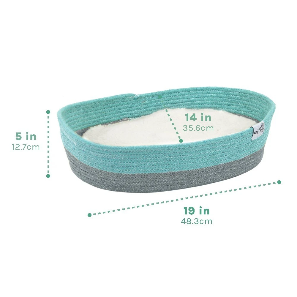 Woven Cat Bed, Cotton Rope Basket with Washable Cushion, Multicolor - thumbnail 3