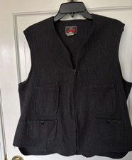 JOHNSON WOOLEN MILLS STRIPED WOOL BUTTON UP BUCKLE BACK VEST MADE IN USA Sz 42