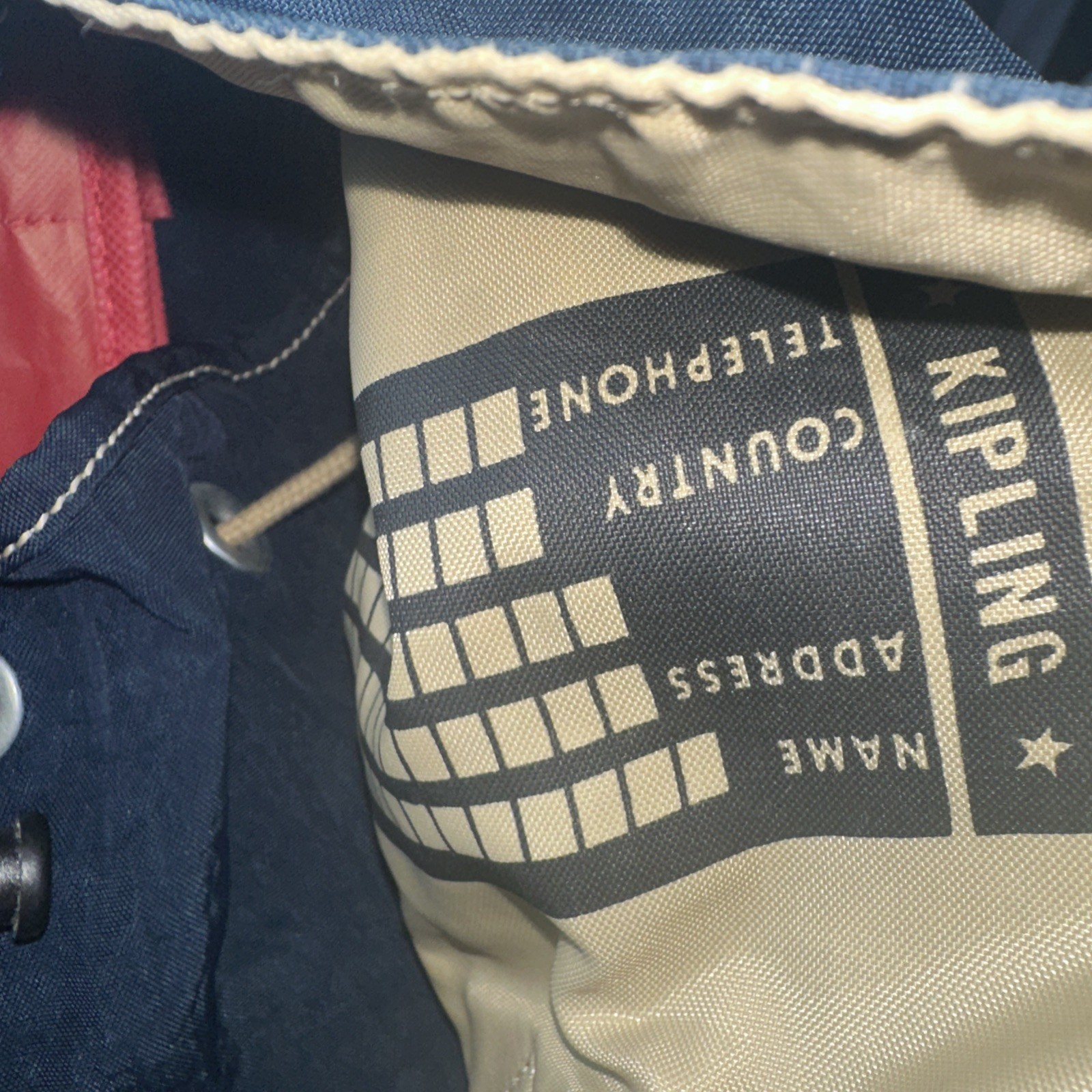 Vintage KIPLING Medium Drawstring blue Nylon Back… - image 5