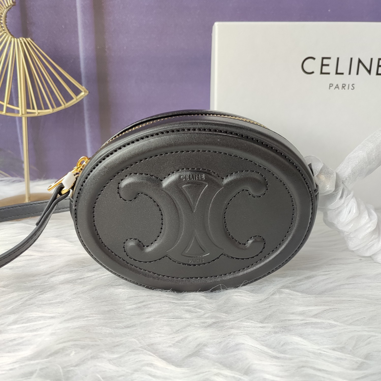 Celine pig nose black leather crossbody bag/wallet size: 16*12.5*4cm