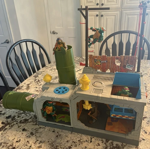 1989 Teenage Mutant Ninja Turtles Original SEWER PLAYSET Lot & 5 1988 Figures