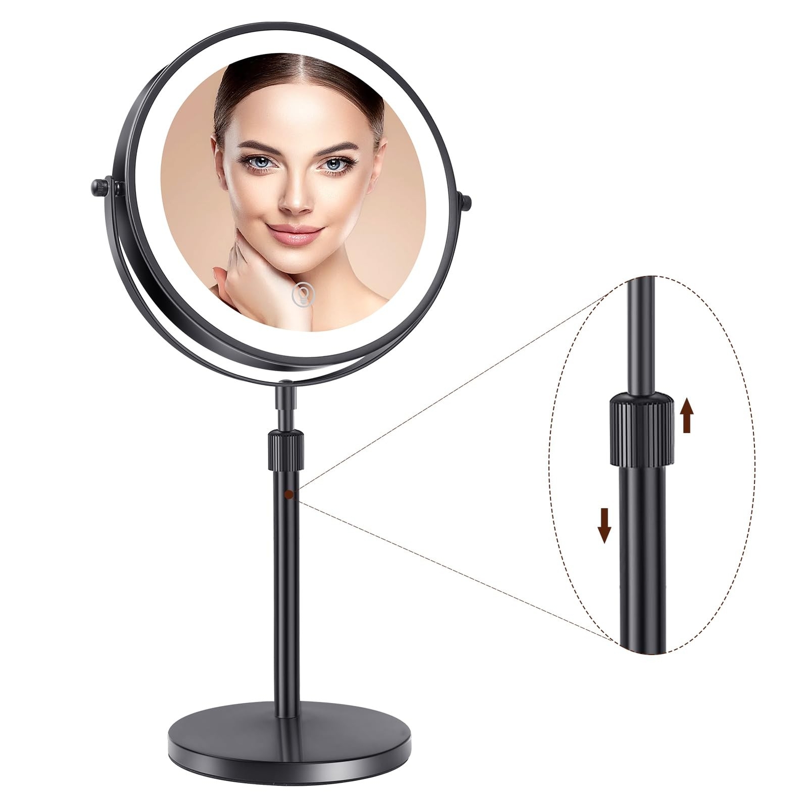 8 Inch LED Magnifying Makeup Mirror 10X Zoom 3 Light Modes 2500mAh Rechargeable