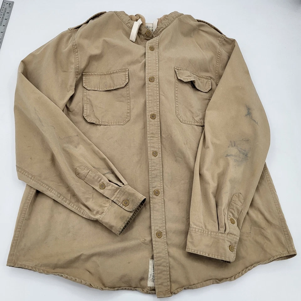 DENIM & SUPPLY RALPH LAUREN Camisa Chaqueta Para Hombre XXL Tostada Con Sudadera con Capucha Foto 3 de 4