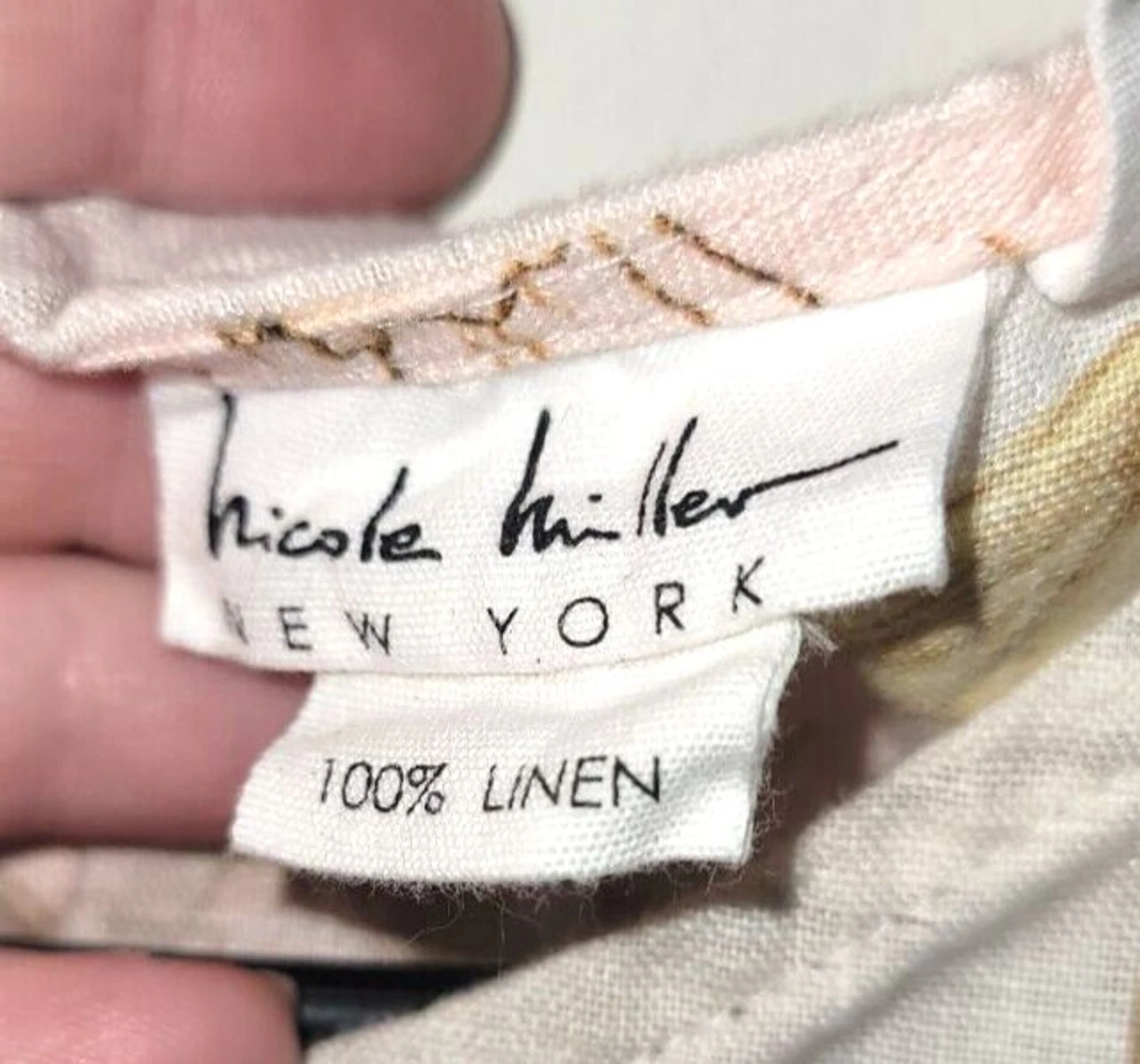 OFF WHITE Abito smanicato floreale Nicole Miller donna tg XS bianco sporco buco della serratura lino