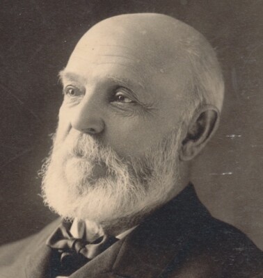 1902 PORTRAIT OF BALD MAN W/ BUSHY BEARD - MENDOTA, ILL