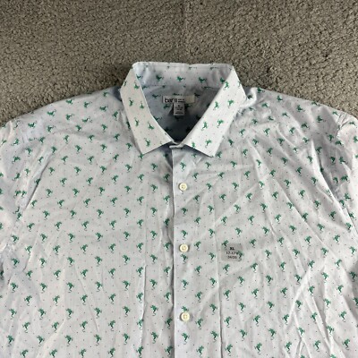 NEW Bar III Shirt Mens Extra Large Blue Slim Fit Stretch 17-17.5 34-35 Frogs