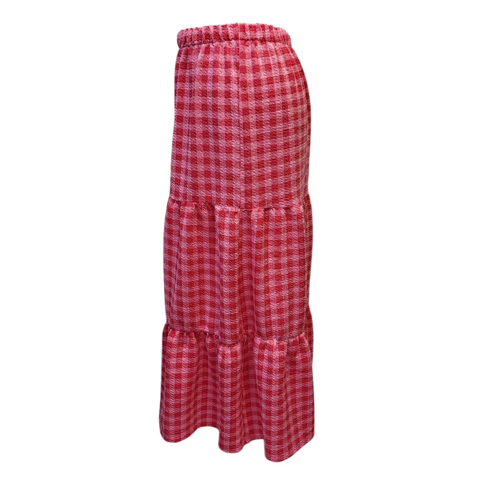 Vintage Oasis Y2K Skirt Pink Checked Long Women's UK Size S W26 - Image 4 of 4