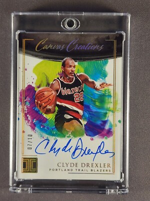 2020-21 Panini Impeccable Canvas Creations #CC-CLY Clyde Drexler /10 Gold Auto