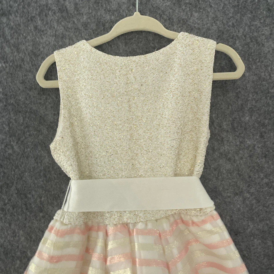 The Childrens Place White Lace Rainbow Stripe Girls Dress Size 4 - Image 3 of 4