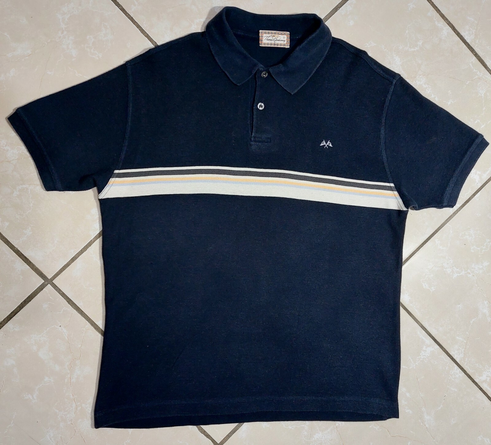 Thomas Burberry Polo Men’s Blue Cotton T-Shirt Size L