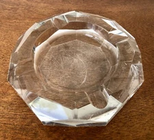 Clear Leaded Cut Glass Cigar Ashtray Hexagonal 6" Retro MCM Vintage *Imperfect