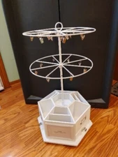 Shelf Rack Two Tier Revolving Wire Stand With Wood Storage Base