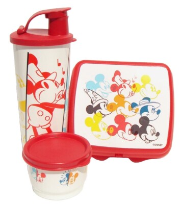 NEW Tupperware Disney Ears Through The Years Mickey Mouse Lunch Set 3pc Set