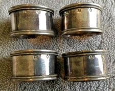 Antique Early Victorian Elkington And Co 1861 Set Of Four Napkin Rings Initial A
