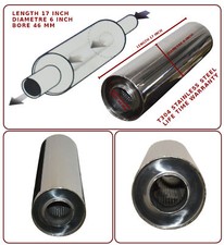 UNIVERSAL T304 STAINLESS STEEL EXHAUST PERFORMANCE SILENCER 17"x6"x 46MM- AUS