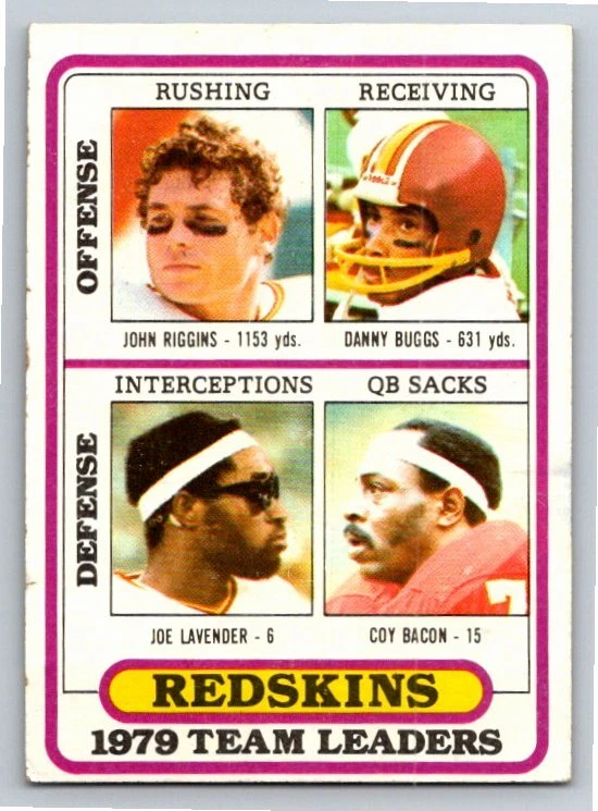 1980 Topps John Riggins/Danny/ Buggs/Joe Lavender/ Coy Bacon Washington Redskins