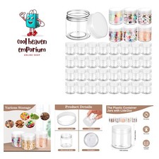 150 Piece 2 Oz Plastic Container Jars with Lids Round Clear Cosmetic Jars Emp...