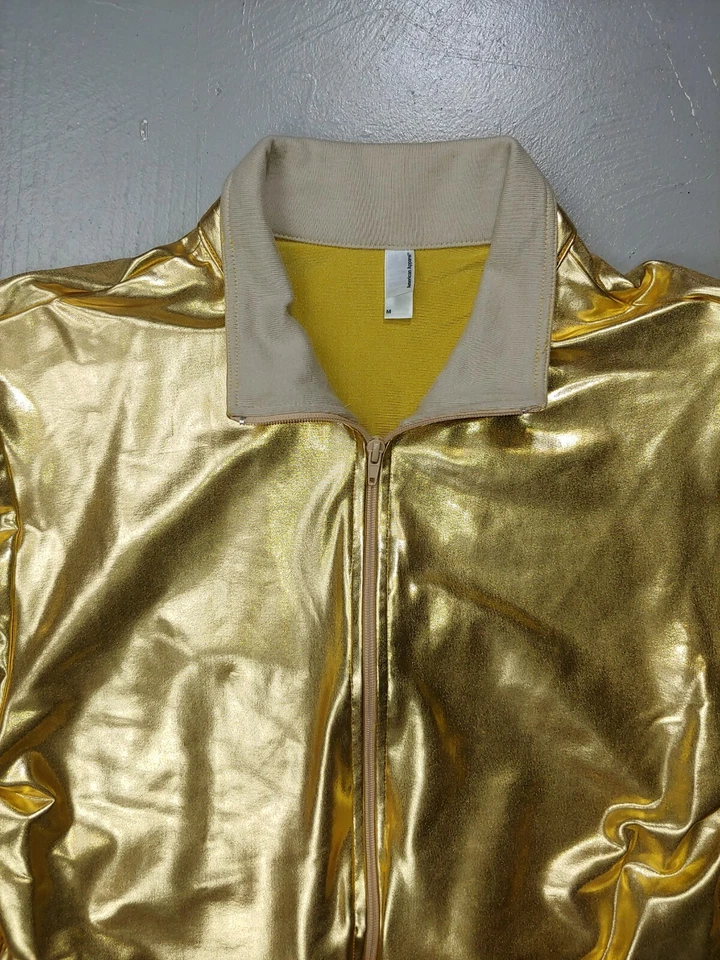 Chaqueta cortavientos American Apparel metálica dorada con cremallera para mujer bailarina mediana Foto 2 de 4