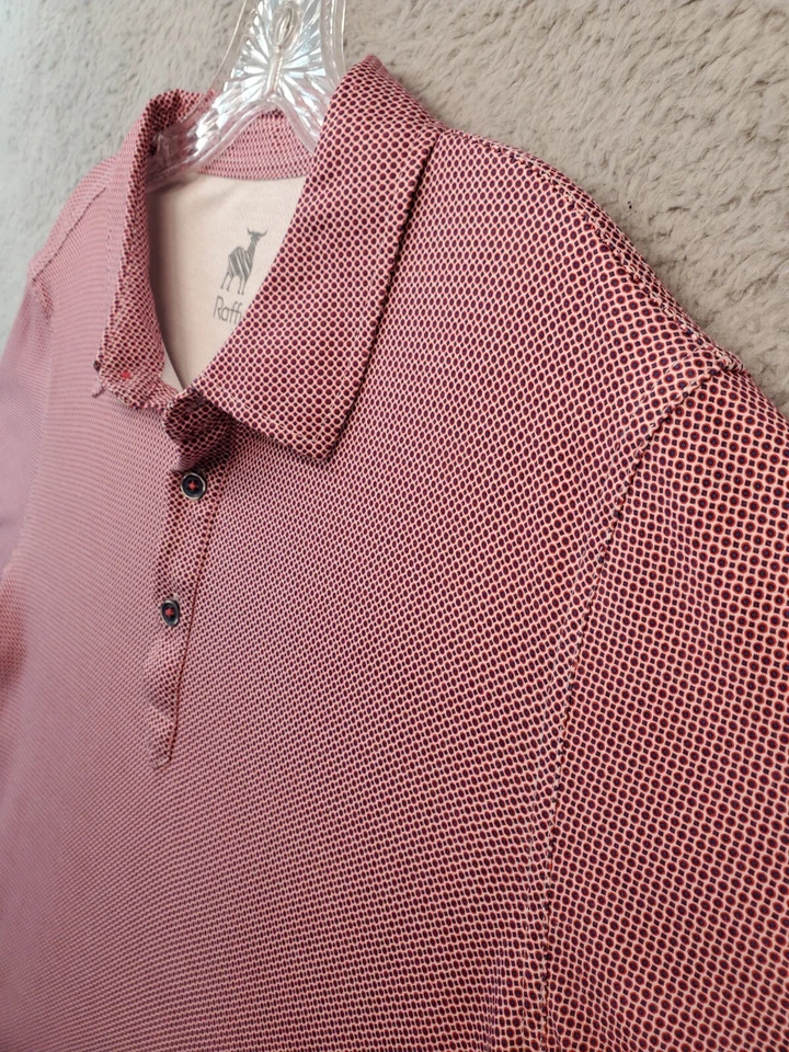 Camisa polo Raffi de manga corta con estampado geométrico para hombre talla grande roja Foto 4 de 4