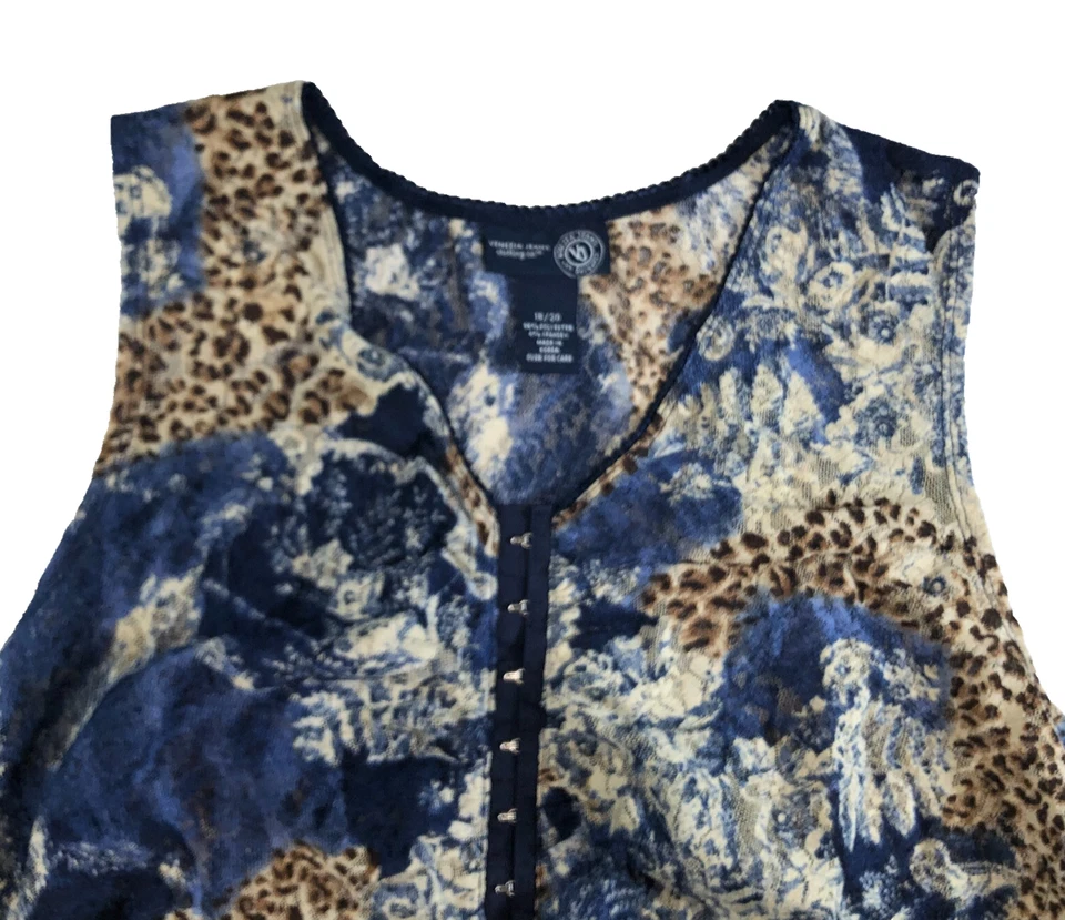 Top sin mangas Venezia Jeans para mujer talla 18/20 estampado floral animal gancho y ojo nuevo sin etiquetas Foto 2 de 4
