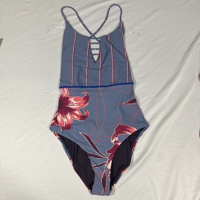 NEW $154 Maaji [ Small ] Cheeky Lace Up One-Piece Swimsuit in Blue Pink U1860