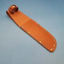 Vintage Left Hand Fixed Blade Knife Sheath Tan Leather Belt Pouch Case 9.75"x 5"
