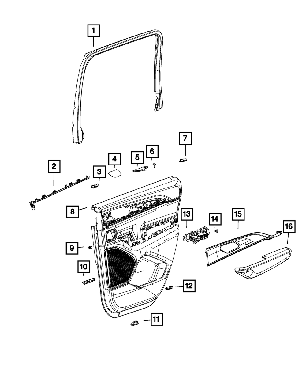 Genuine Mopar Rear Door Trim Armrest Right 6XN241X7AC
