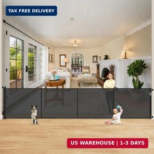 Reinforced 42" Extra Tall Retractable Dog Gate, 200" Extra Wide Baby Gate with S
