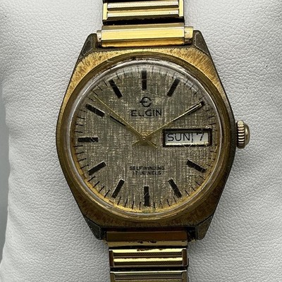Vintage Elgin Mens Watch 33mm Gold Tone 17 Jewels NOT RUNNING FOR