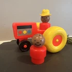 Vintage Fisher Price LittlePeople Farm Lot Tractor African American Farmer & Boy