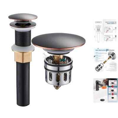 Robust Anti-Clogging Sink Drain Assembly - Seamless Stainless Steel in Bronze