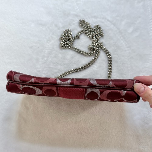 Vintage Coach Y2K Burgundy Silver Metallic Crossbody Canvas Purse EUC Holiday Ed - Picture 4 of 11