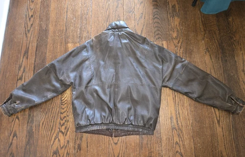 Vtg Aeropostale Compagnie Generale Leather Bomber Jacket Size 46 1980s 90s image 18