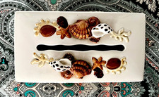 RECTANGULAR CERAMIC TISSUE BOX COVER with Sea Shells