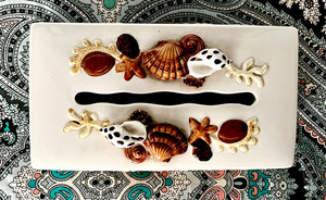 RECTANGULAR CERAMIC TISSUE BOX COVER with Sea Shells