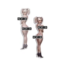 Pin Up Girl Sexy Pigtail Blonde Sticker Bad Attitude Nose Art Uncensored Decals