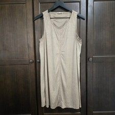 Hem & Thread Faux Suede Sheath Dress Pleated Festival Hippie 70s Y2K Tan Large