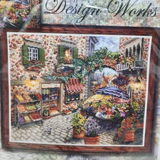 Design Works Counted Cross Stitch Kit Sidewalk Cafe 11x13