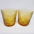 Anchor Hocking Soreno Amber Glass Tumblers 8 oz Set of 2 Vintage