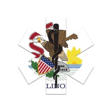 Illinois EMT Maltese Shaped Flag Sticker Decal