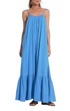 Anthropologie Elan Aqua Blue Maxi Dress Women's M Medium Resort Oversized NEW