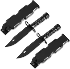 2 Pcs Rubber Training Knife with Sheath Dummy Plastic Dagger Flexible Soft Fixed