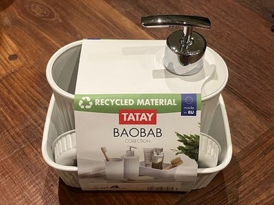 1,2,4 ODER 8 X TATAY 4-TEILIGES BAD-SET (BECHER, SPENDER, 2 X SEIFENSCHALE) - NEU IN VERPACKUNG