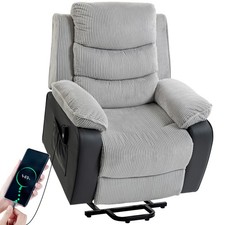 HOMCOM Power Lift Riser Recliner Chair with High Back, Remote, Light Grey