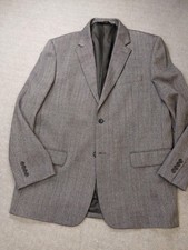 Joseph  Feiss Gold Blazer Mens 44 Long Gray Herringbone Wool Sport Coat Jacket